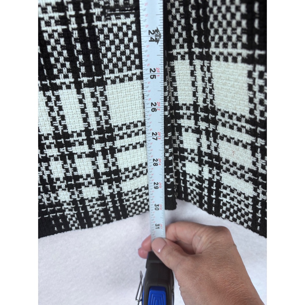 ZARA PLAID TWEED BLAZER, SIZE M, Double Breasted Longline Textured Office - Picture 6 of 8